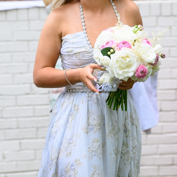 V. Chapman Dresses & Skirts - V. Chapman Scarlette gown, size 4, blue with white roses